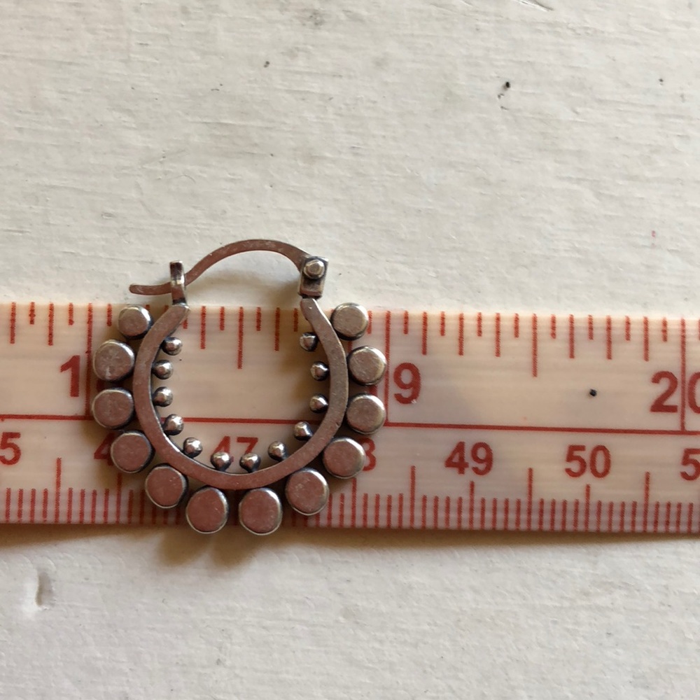 Sterling Silver Boho Dot Hoops Earrings - Picture 3 of 7